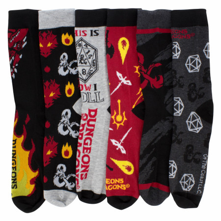 Dungeons and Dragons Assorted 6-Pack Crew Socks